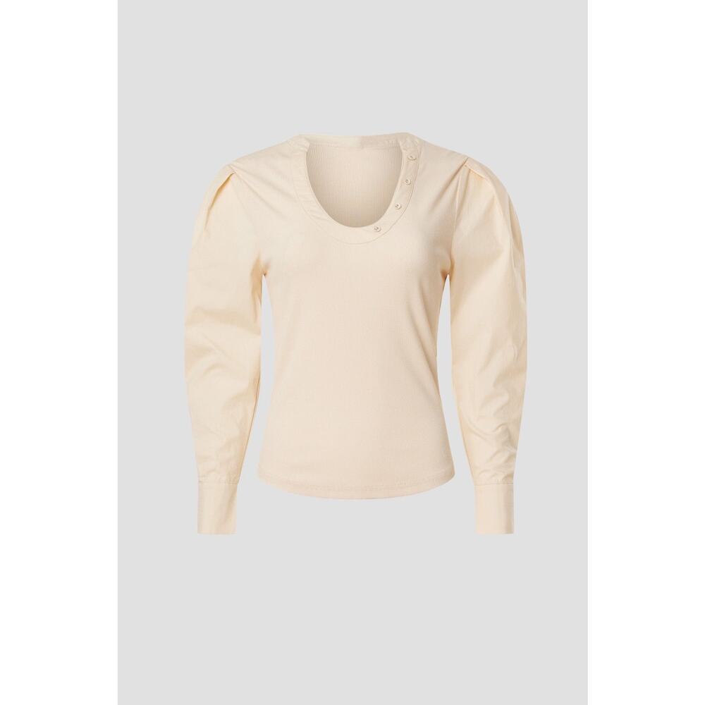 AREA STARS Off White Knit Sweater Scoop Neck Puff Long Sleeves Sweater Size M - Picture 3 of 10